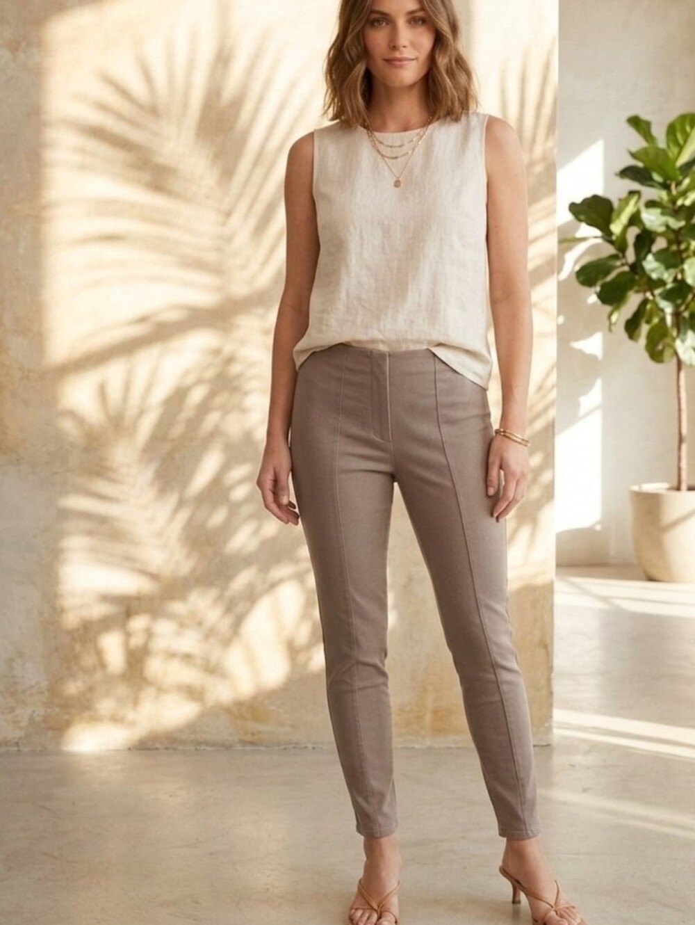 Lauren Ralph Lauren Stretch Slim Ankle Pants Sz 10 Gray Business Casual Minimal